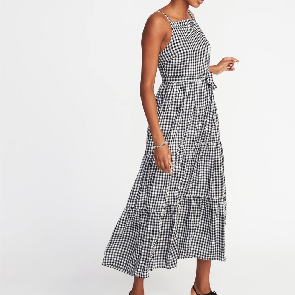 Old Navy Black and White Gingham Maxi Dress